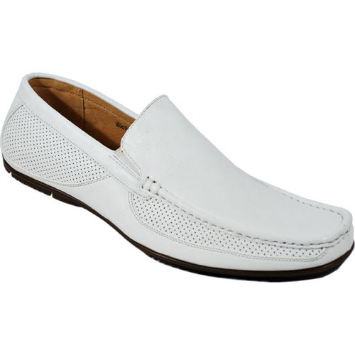 Masimo 2069-07 White With White Stitching Leather Driving Moccasin Style Loafers